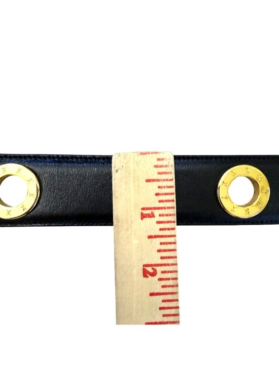 Paloma Picasso Italy Women\'s Leather Belt Sz S Black Vintage Eighties High Glam